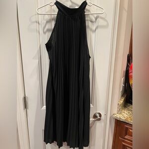 Find Me Plus Black Pleated Bow Back Neck Halter Dress Sz 2XL